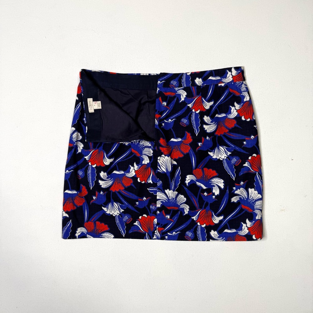 J.Crew Floral Print Skirt - Blue, Red, White Size 10 - Picture 5 of 5
